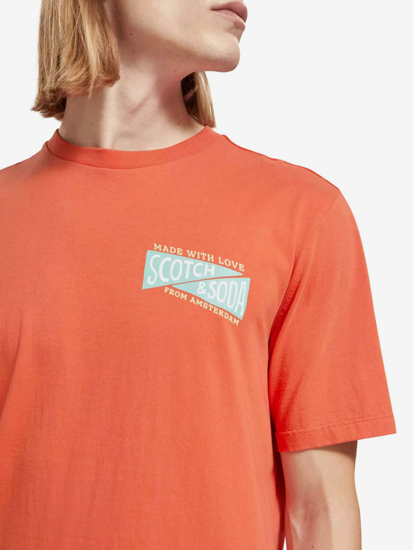 Scotch & Soda Oranžové pánské tričko Scotch & Soda