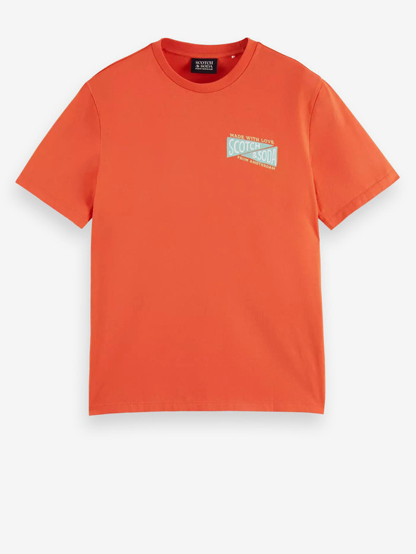 Scotch & Soda Oranžové pánské tričko Scotch & Soda