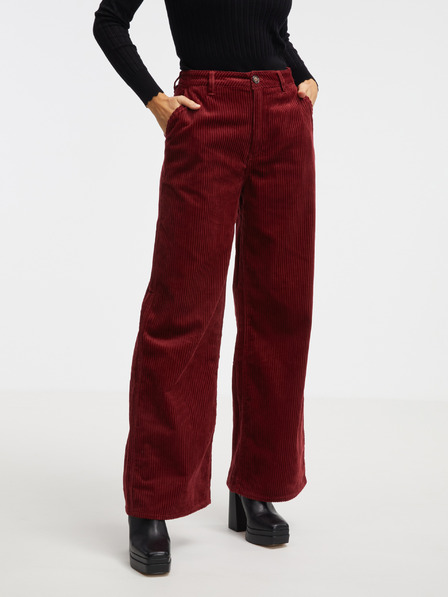 Pepe Jeans Červené dámské flared kalhoty Pepe Jeans Cecilia Cord