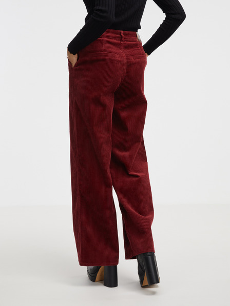 Pepe Jeans Červené dámské flared kalhoty Pepe Jeans Cecilia Cord