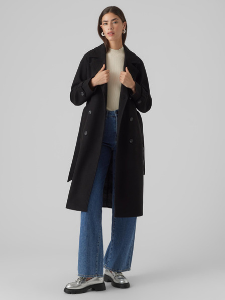 Vero Moda Černý dámský kabát VERO MODA Fortunevega