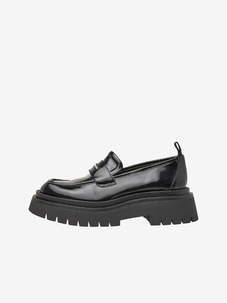 Pepe Jeans Černé dámské lesklé mokasíny Pepe Jeans Queen Oxford