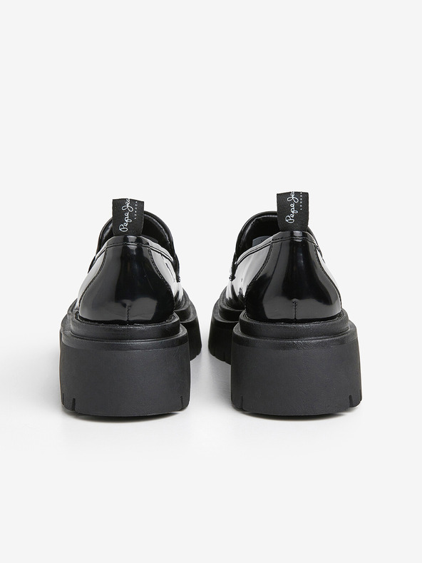 Pepe Jeans Černé dámské lesklé mokasíny Pepe Jeans Queen Oxford