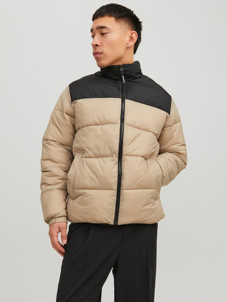 Jack & Jones Černo-béžová pánská zimní prošívaná bunda Jack & Jones Etoby
