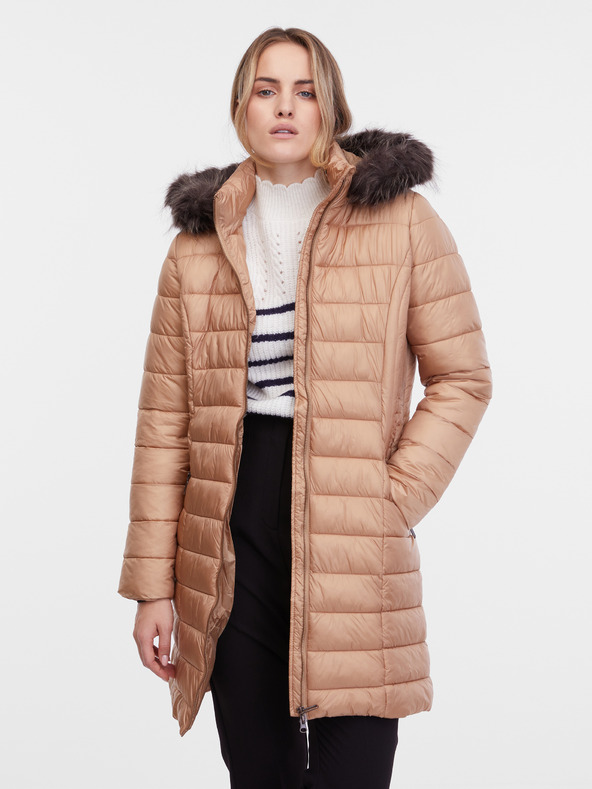 Orsay Světle hnědý dámský prošívaný kabát ORSAY