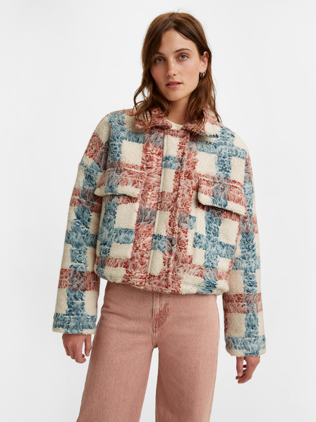 Levi's® Béžová dámská kostkovaná bunda Levi's® Sherpa