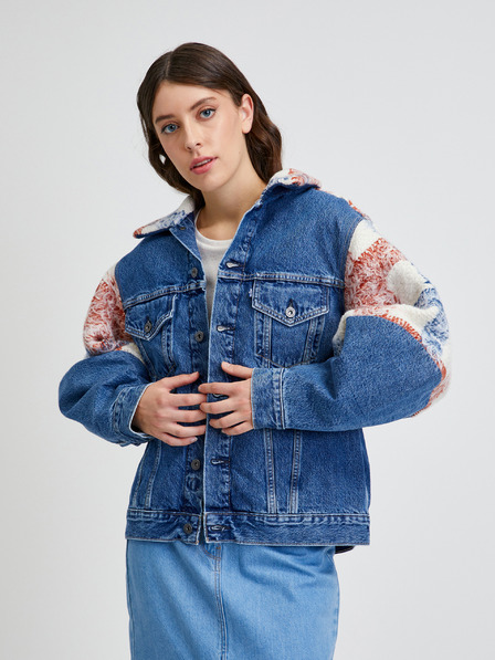 Levi's® Béžovo-modrá dámská kostkovaná džínová bunda Levi's® Wedge
