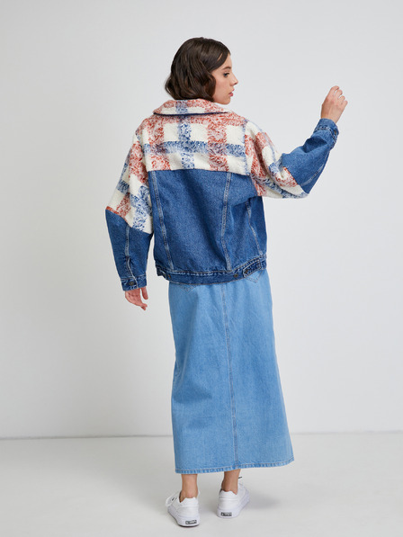 Levi's® Béžovo-modrá dámská kostkovaná džínová bunda Levi's® Wedge