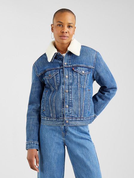 Levi's® Modrá dámská džínová bunda s kožíškem Levi's® 3 In 1 Trucker
