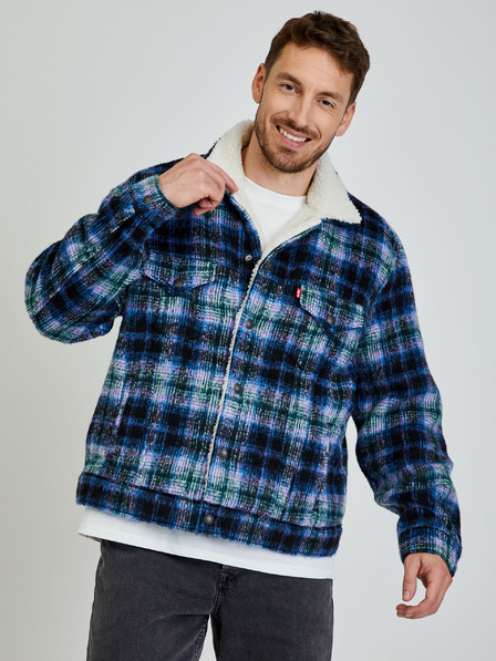 Levi's® Modrá pánská kostkovaná košilová bunda s příměsí vlny Levi's®