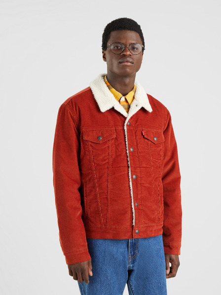 Levi's® Cihlová pánská manšestrová bunda s kožíškem Levi's® Sherpa Trucker