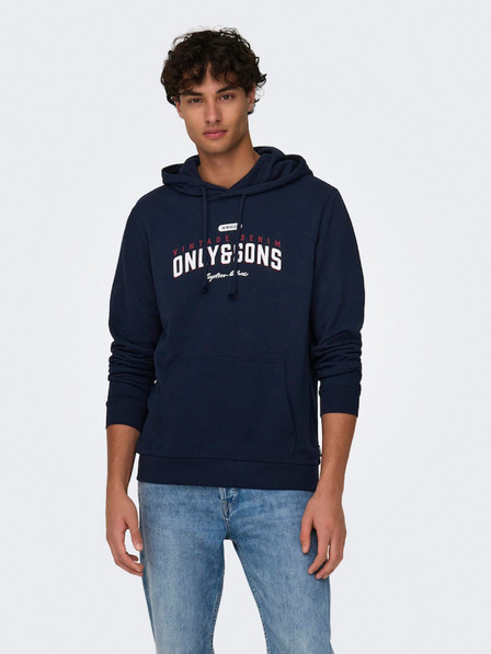 ONLY & SONS Tmavě modrá pánská mikina s kapucí ONLY & SONS Lenny
