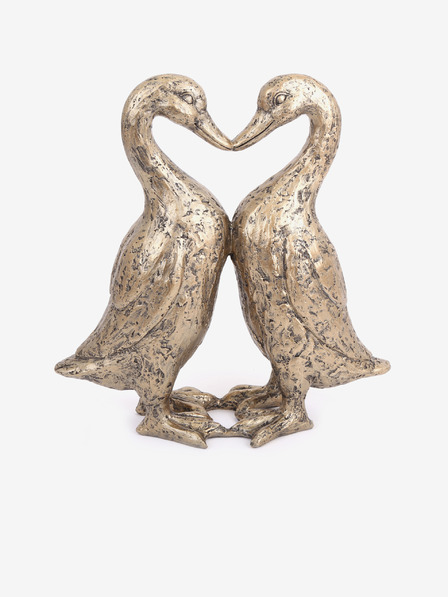 SIFCON Dekorační soška Kissing Ducks Heart ve zlaté barvě SIFCON