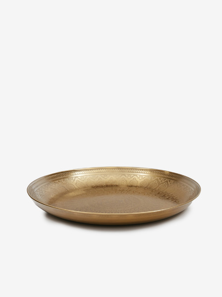SIFCON Dekorační kovový vzorovaný tác 42cm SIFCON ve zlaté barvě