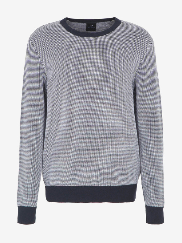 Armani Exchange Bílo-modrý pánský svetr Armani Exchange
