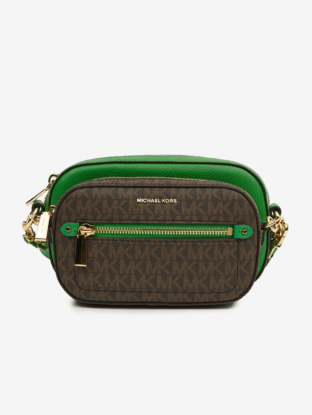 Michael Kors Hnědo-zelená dámská kožená crossbody kabelka Michael Kors