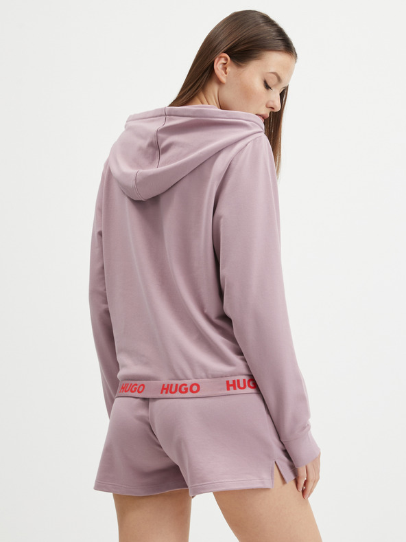 HUGO Starorůžová dámská mikina na zip s kapucí HUGO