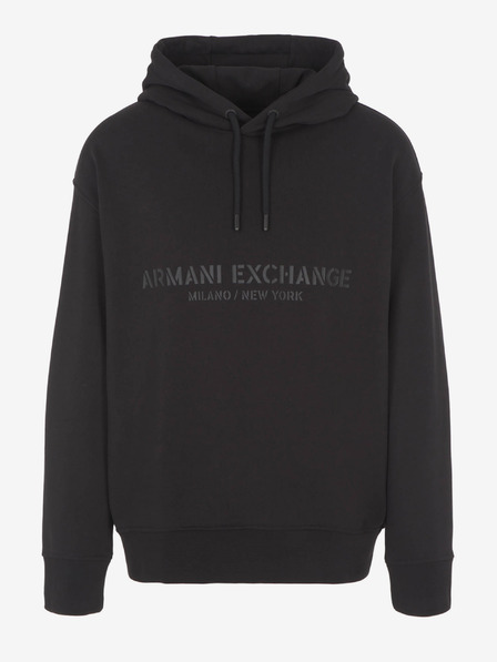 Armani Exchange Černá pánská mikina s kapucí Armani Exchange