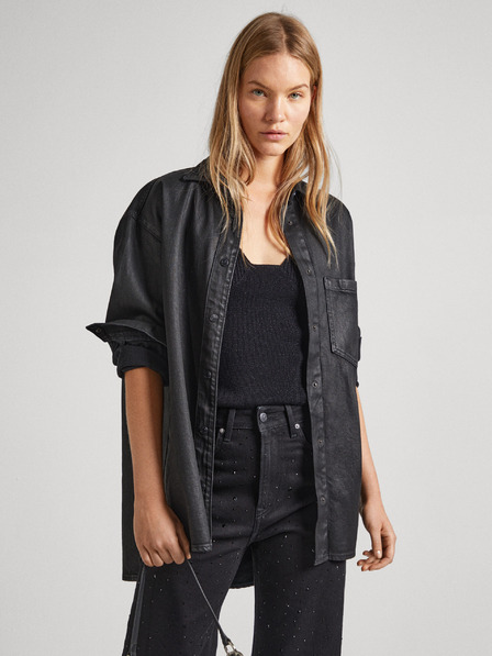 Pepe Jeans Černá dámská džínová oversize košile Pepe Jeans