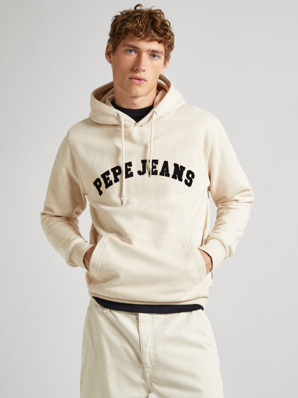 Pepe Jeans Krémová pánská mikina s kapucí Pepe Jeans