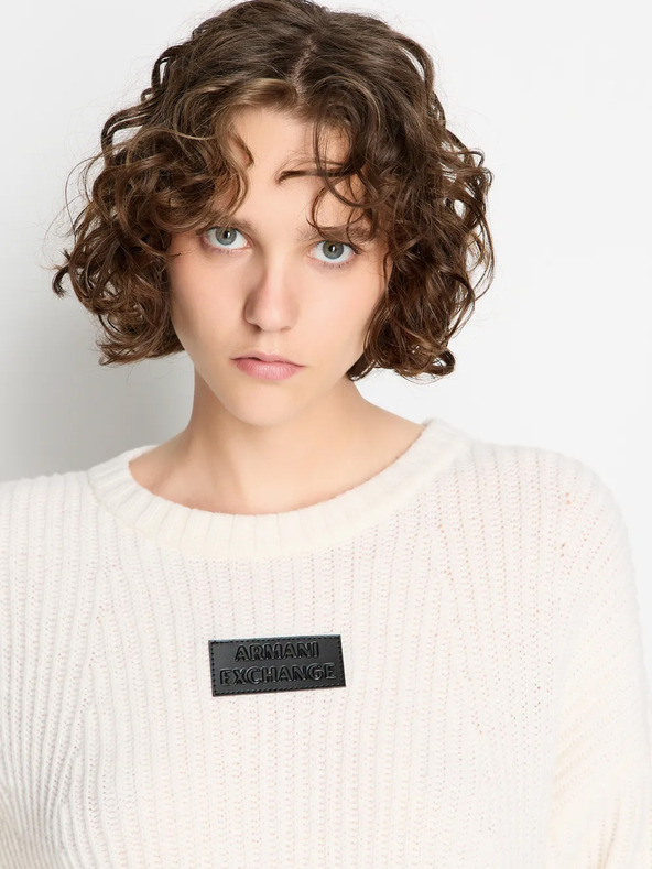 Armani Exchange Krémový dámský vlněný svetr Armani Exchange