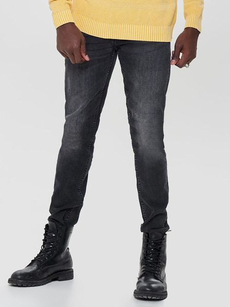 ONLY & SONS Černé slim džíny s vyšisovaným efektem ONLY & SONS Loom