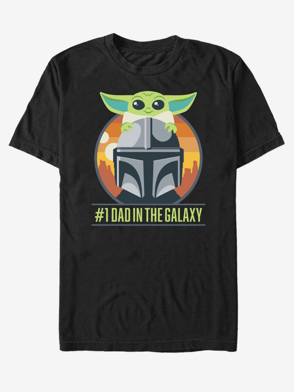 ZOOT.Fan Černé unisex tričko ZOOT.Fan Star Wars Mando Piggy Back