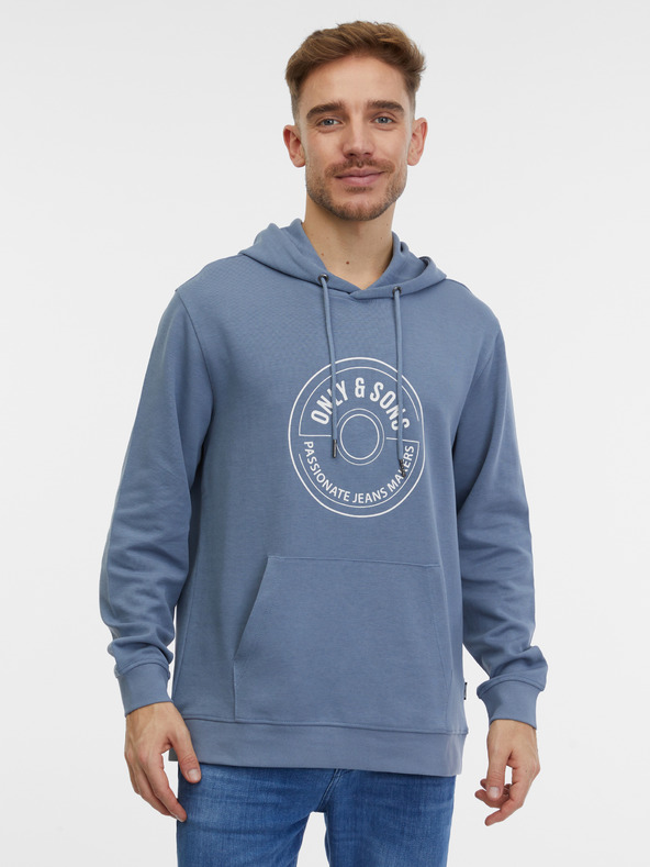 ONLY & SONS Modrá pánská mikina s kapucí ONLY & SONS Lamer