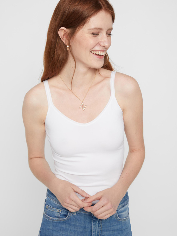 Pieces Bílé dámské basic tílko Pieces Plain