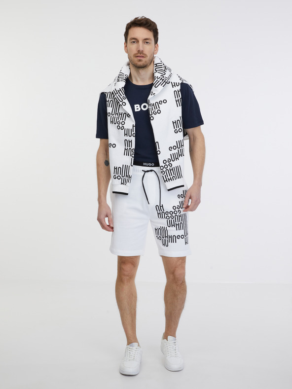 HUGO Bílé pánské teplákové kraťasy HUGO