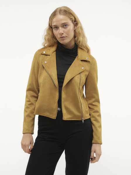 Vero Moda Hořčicová dámská bunda v semišové úpravě Vero Moda Jose