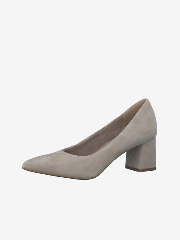 Tamaris Béžové dámské semišové lodičky na nízkém podpatku Tamaris