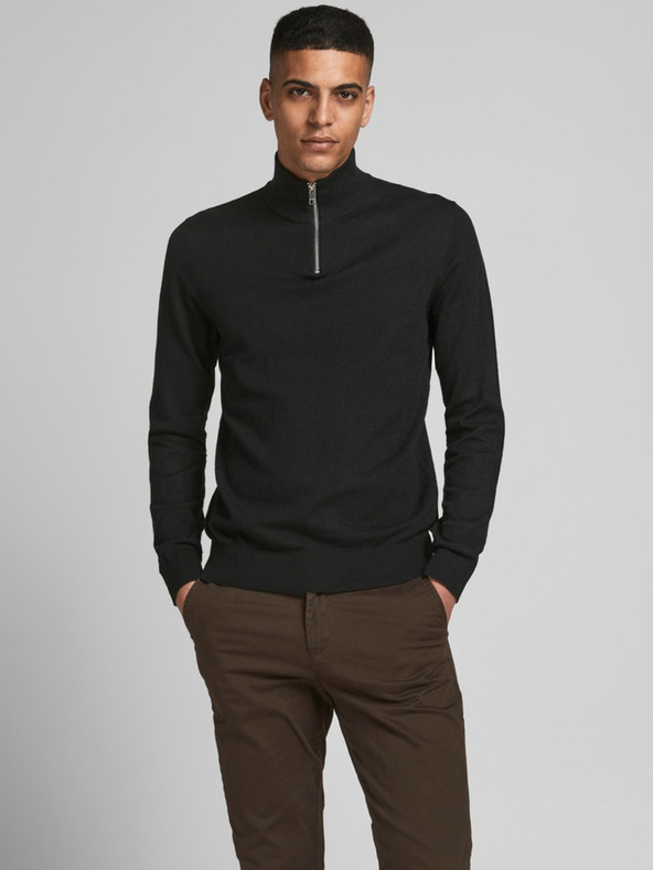 Jack & Jones Černý pánský svetr Jack & Jones Emil