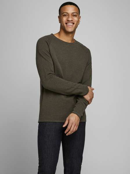 Jack & Jones Tmavě zelený pánský basic svetr Jack & Jones Ehill