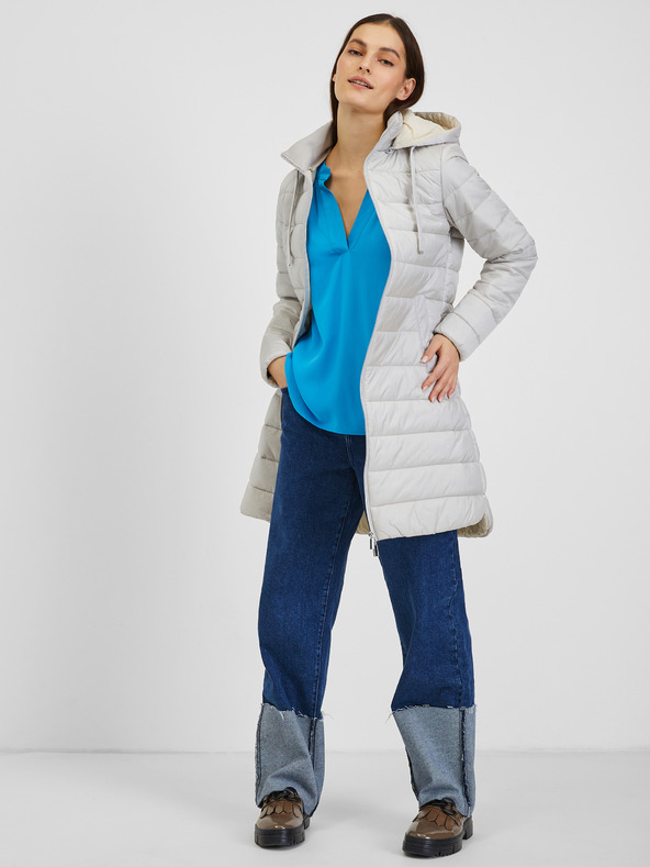 Orsay Světle modrý dámský zimní prošívaný kabát ORSAY