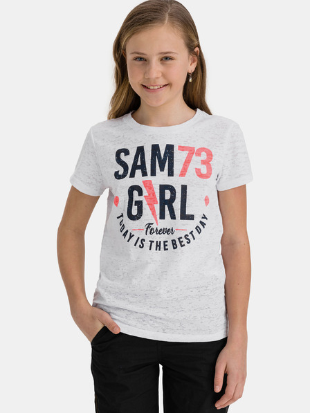 Sam 73 Bílé holčičí tričko s potiskem SAM 73