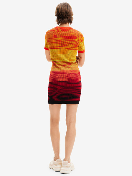 Desigual Žluto-oranžové dámské šaty Desigual Bipalmeri