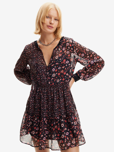 Desigual Vínové dámské květované šaty Desigual Duque
