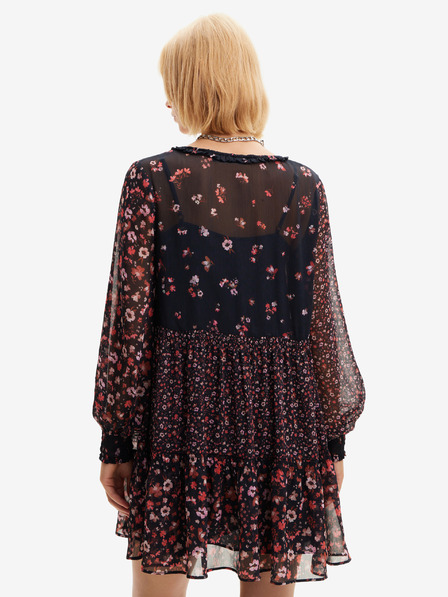 Desigual Vínové dámské květované šaty Desigual Duque