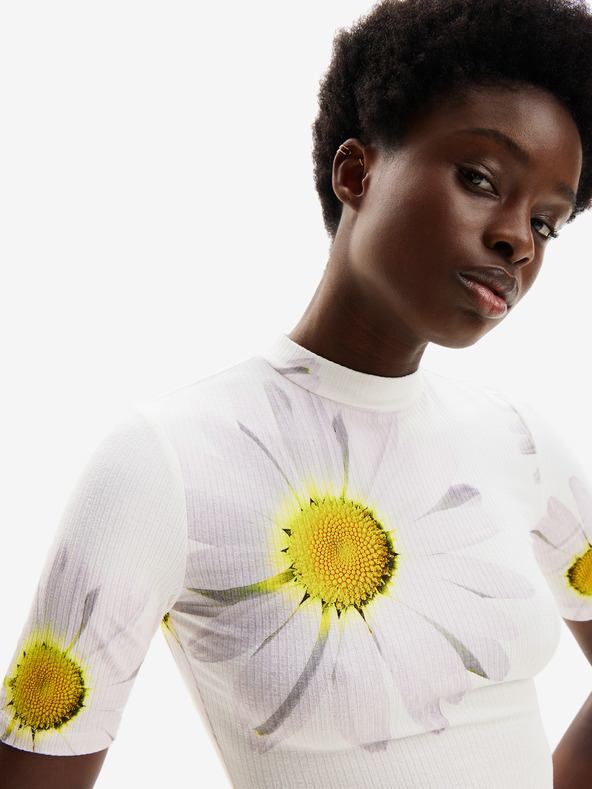 Desigual Bílé dámské květované šaty Desigual Margaritas