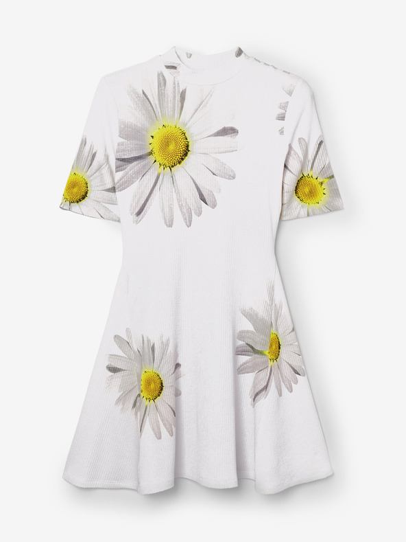 Desigual Bílé dámské květované šaty Desigual Margaritas