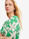 Desigual Bílo-zelené dámské květované šaty Desigual Nashville