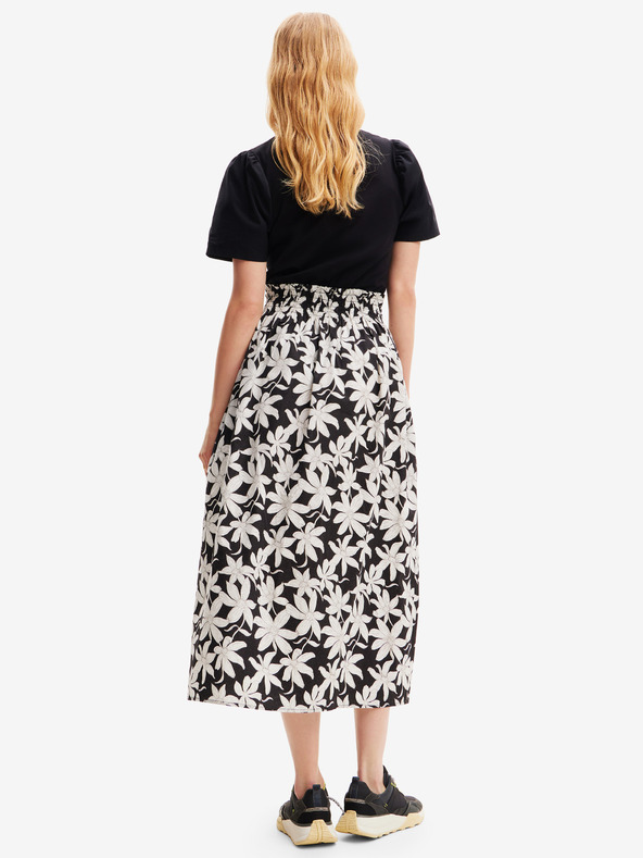 Desigual Bílo-černé dámské květované midišaty Desigual Marlon