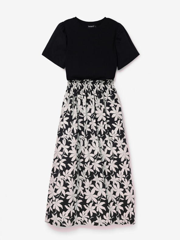 Desigual Bílo-černé dámské květované midišaty Desigual Marlon