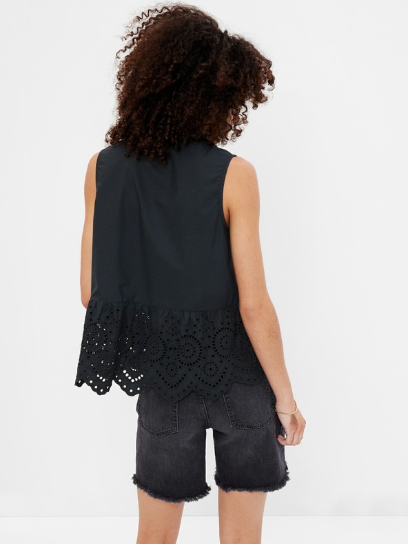 GAP Bavlněný peplum crop top s krajkou GAP