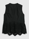 GAP Bavlněný peplum crop top s krajkou GAP