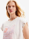 Desigual Krémové dámské tričko Desigual Berlin