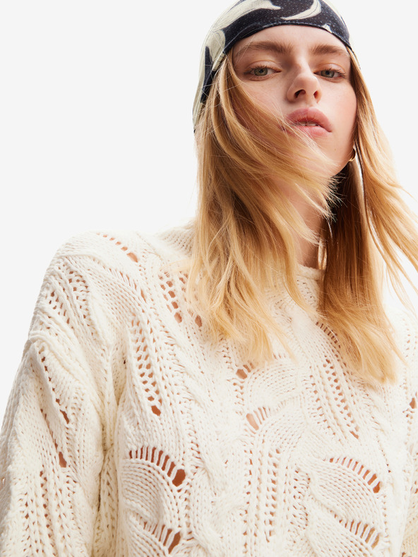 Desigual Krémový dámský svetr s příměsí vlny Desigual Milano