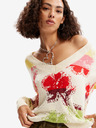 Desigual Červeno-krémový dámský květovaný svetr Desigual Join