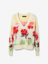 Desigual Červeno-krémový dámský květovaný svetr Desigual Join